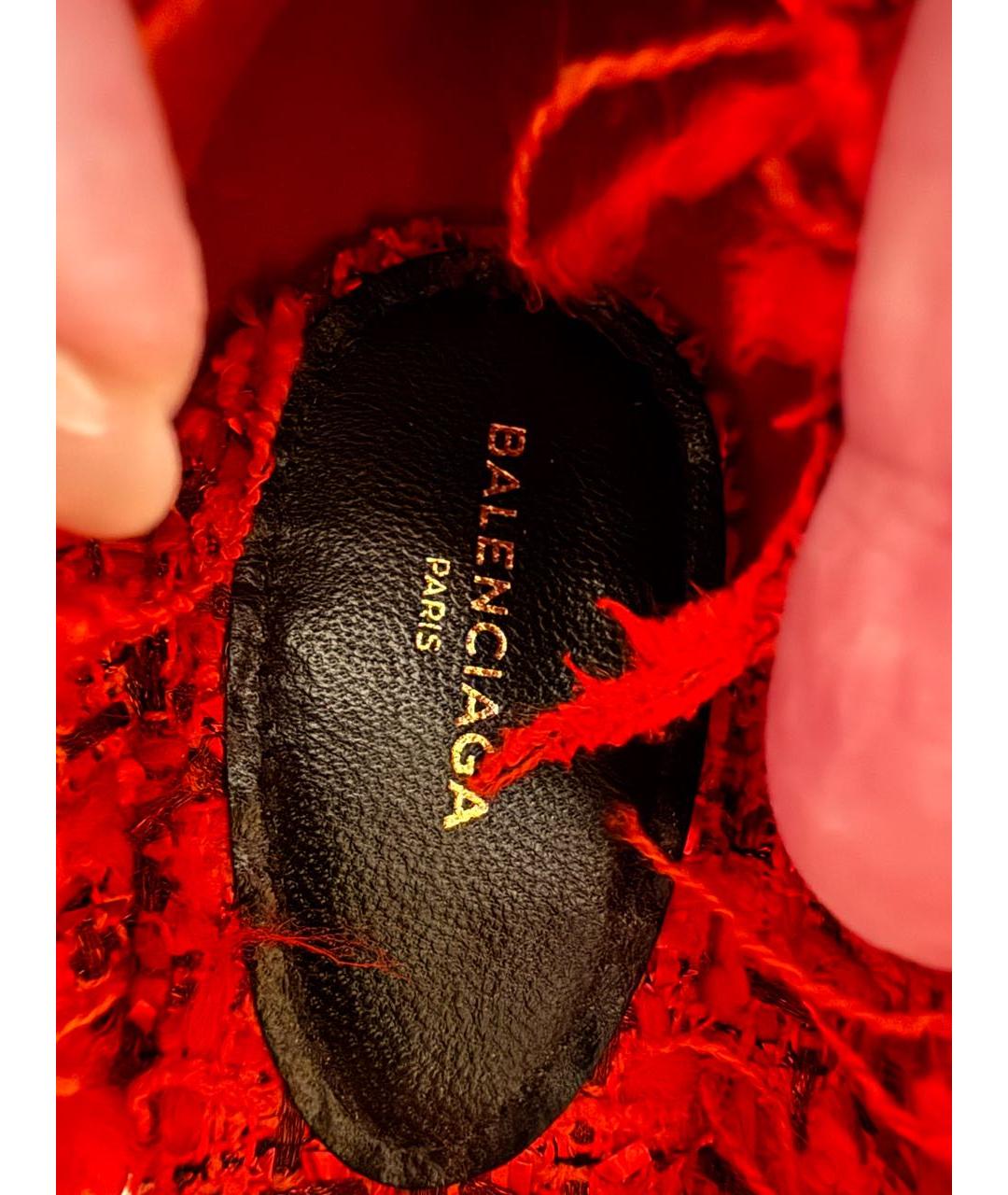 BALENCIAGA Красные текстильные лодочки на низком каблуке, фото 6