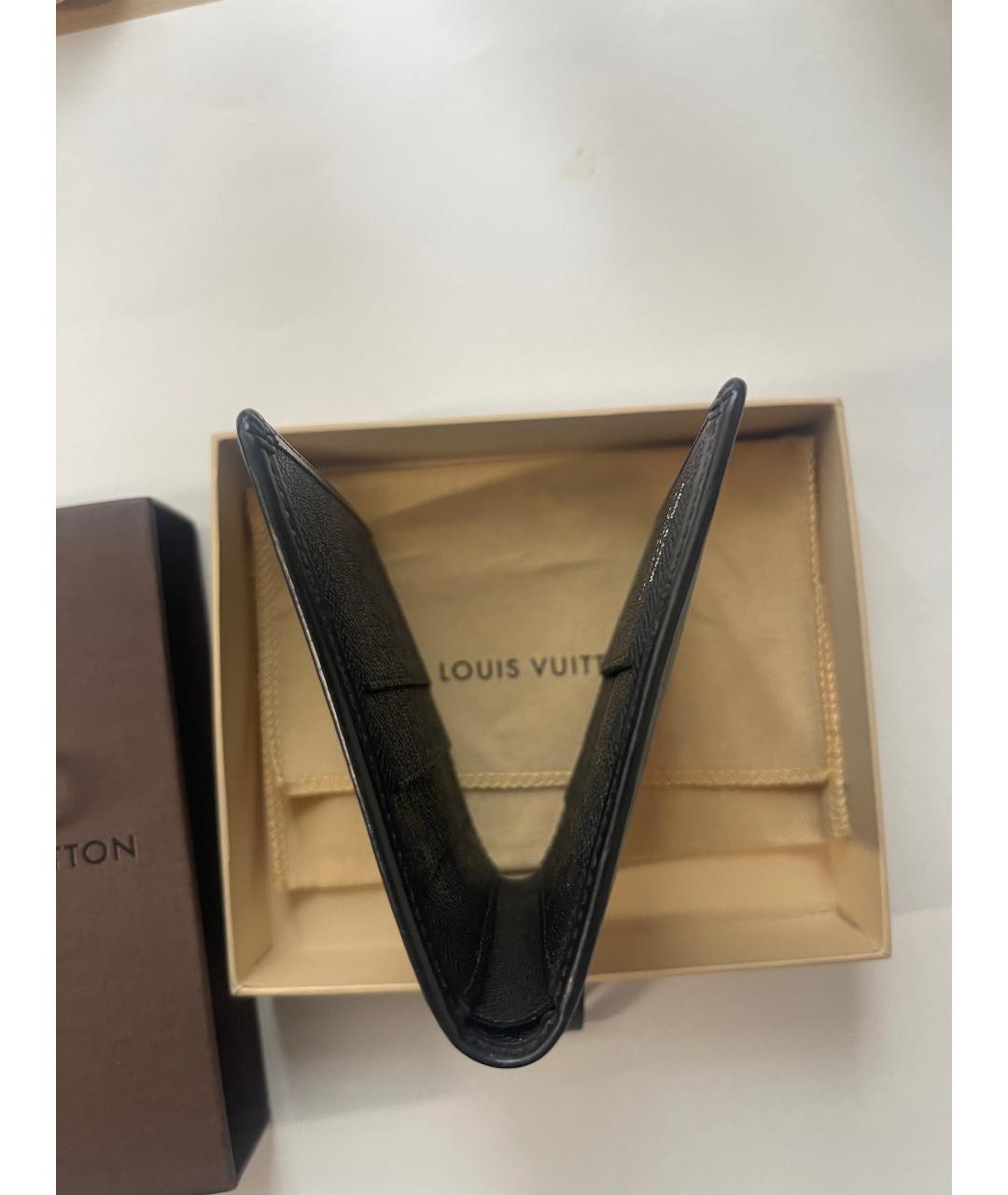 LOUIS VUITTON Черный кожаный кошелек, фото 7