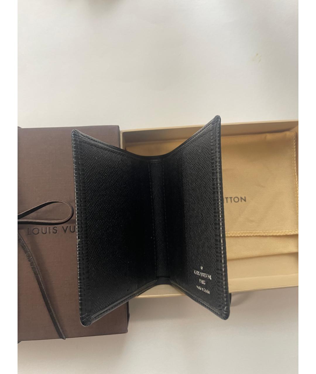 LOUIS VUITTON Черный кожаный кошелек, фото 4