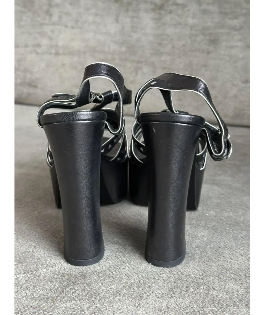 SAINT LAURENT Черные кожаные босоножки, фото 4