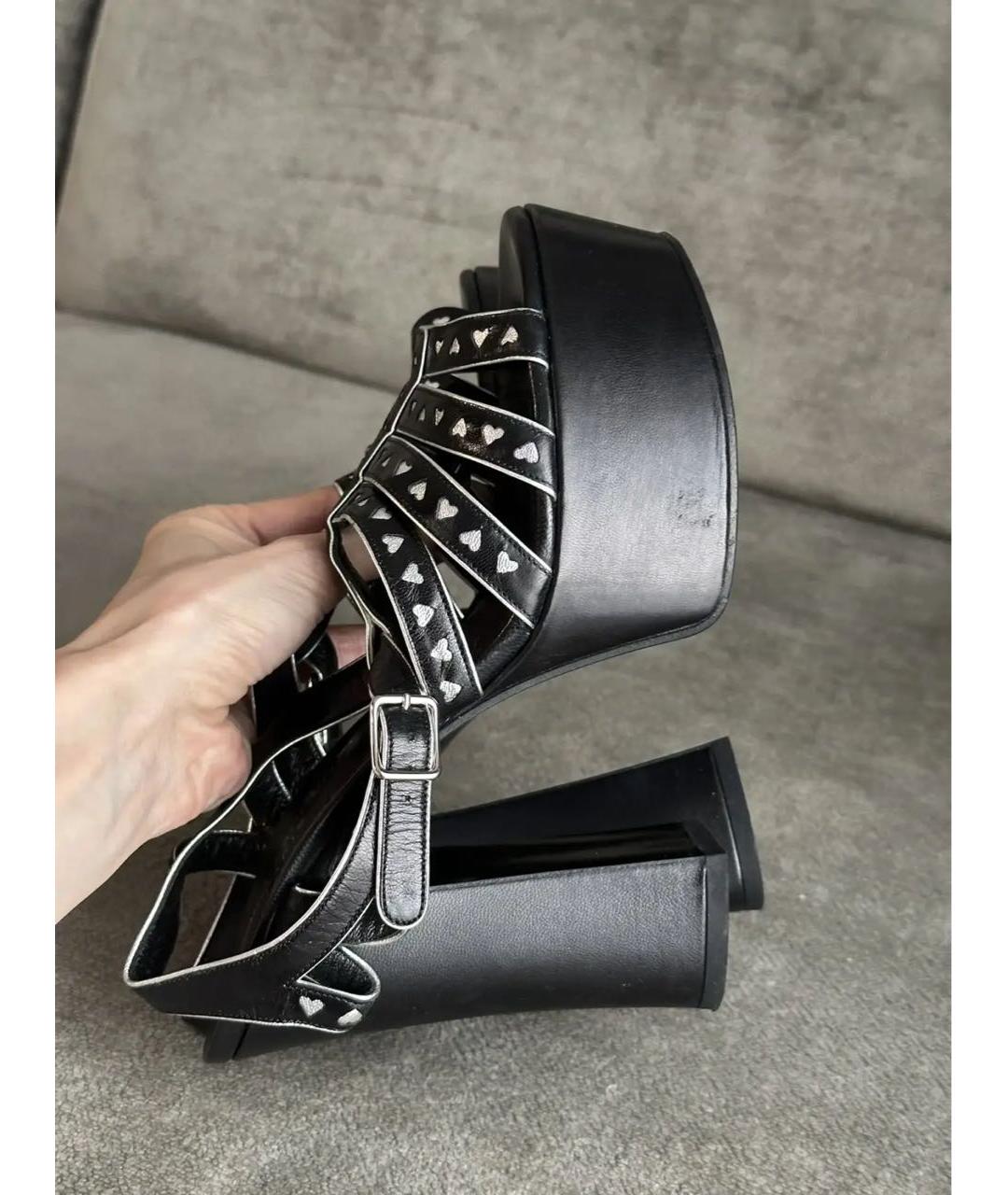 SAINT LAURENT Черные кожаные босоножки, фото 8
