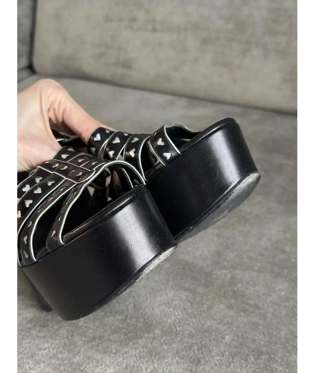 SAINT LAURENT Черные кожаные босоножки, фото 3