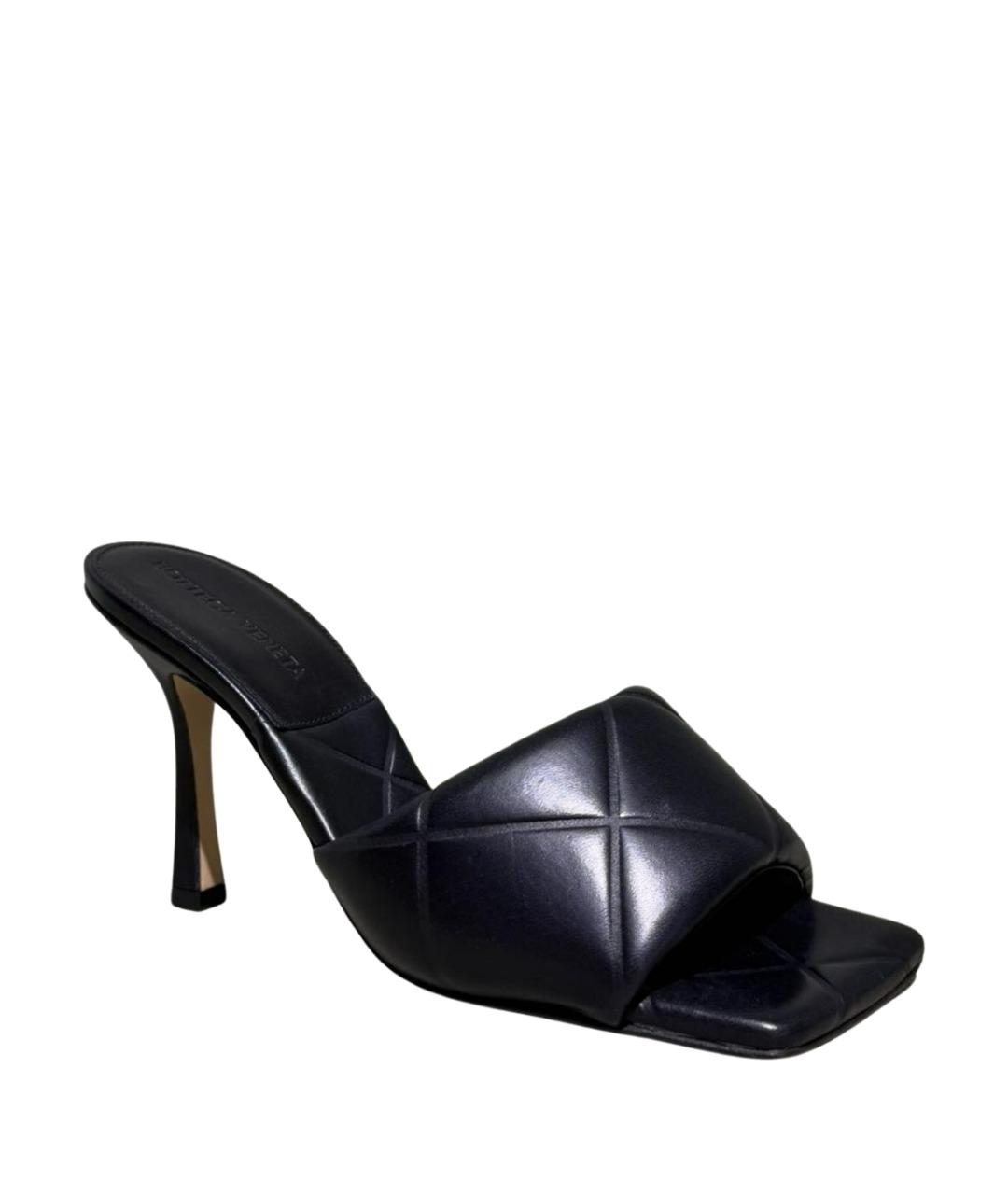 BOTTEGA VENETA Черные кожаные мюли, фото 1