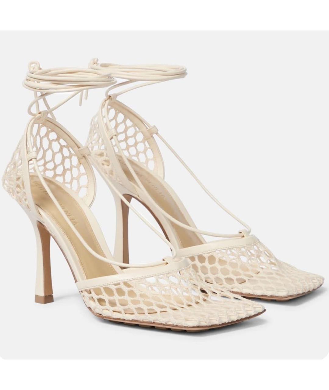 BOTTEGA VENETA Белые текстильные босоножки, фото 2