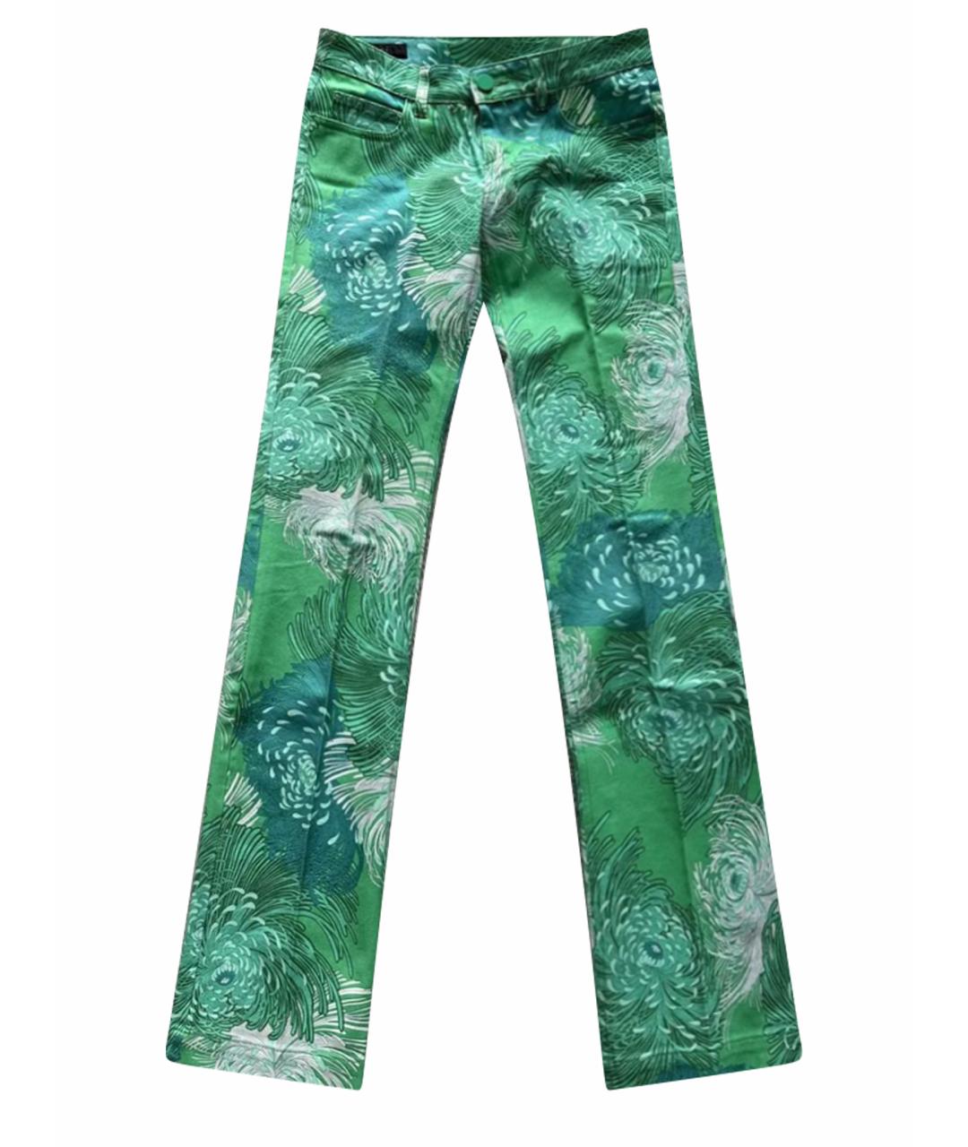 GUCCI Зеленые хлопко-эластановые джинсы клеш, фото 1
