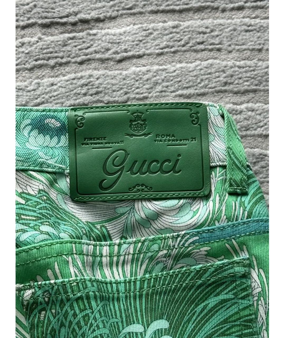 GUCCI Зеленые хлопко-эластановые джинсы клеш, фото 4