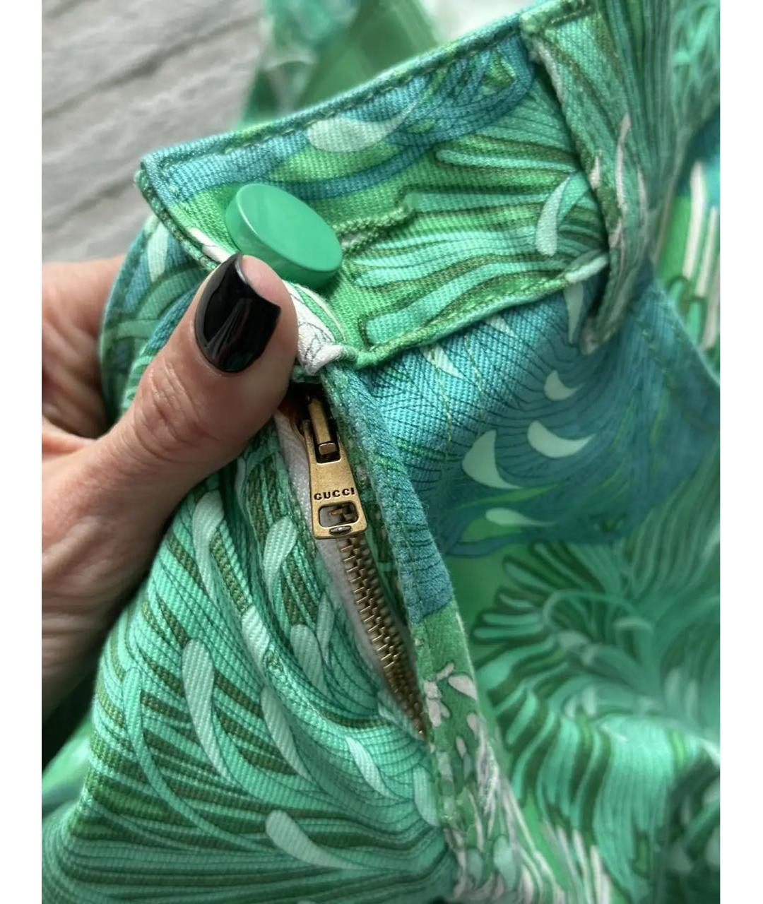 GUCCI Зеленые хлопко-эластановые джинсы клеш, фото 8