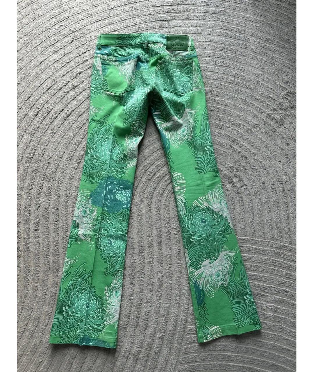 GUCCI Зеленые хлопко-эластановые джинсы клеш, фото 2