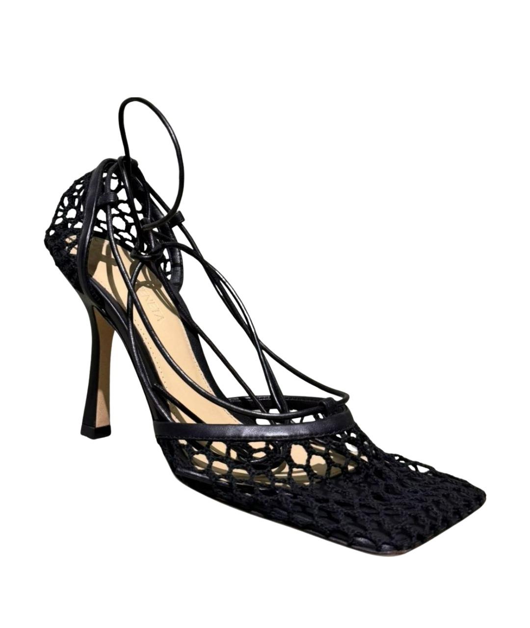 BOTTEGA VENETA Черные текстильные босоножки, фото 1