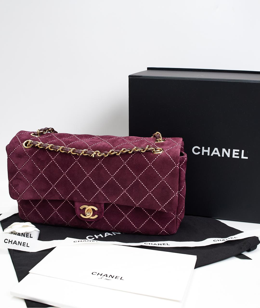 CHANEL Бордовая замшевая сумка через плечо, фото 6