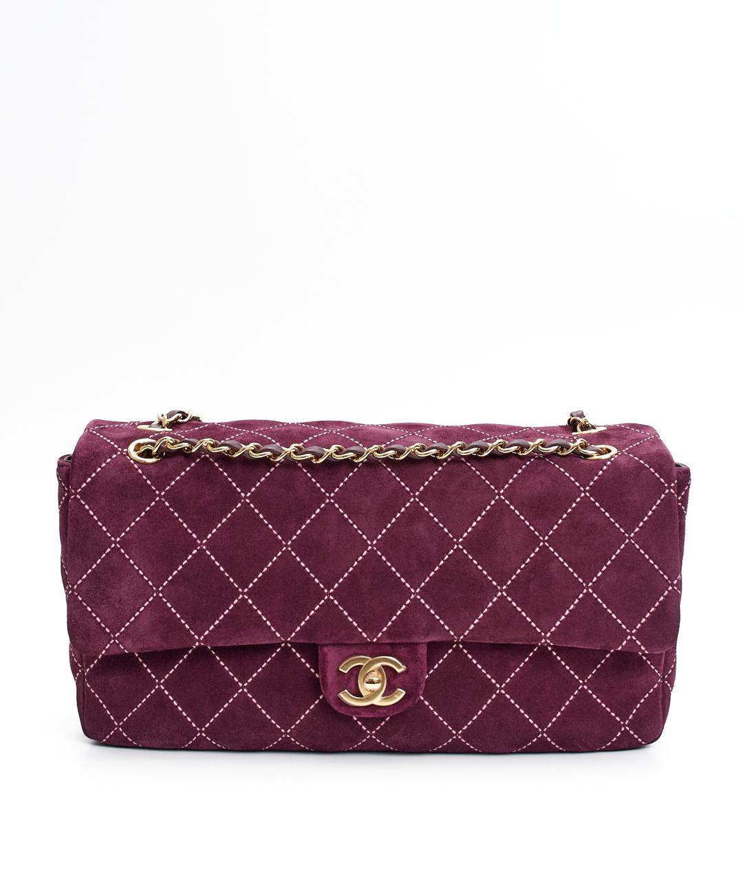 CHANEL Бордовая замшевая сумка через плечо, фото 1