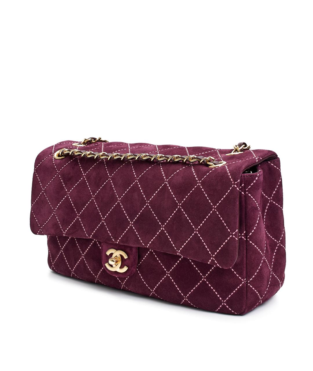 CHANEL Бордовая замшевая сумка через плечо, фото 2