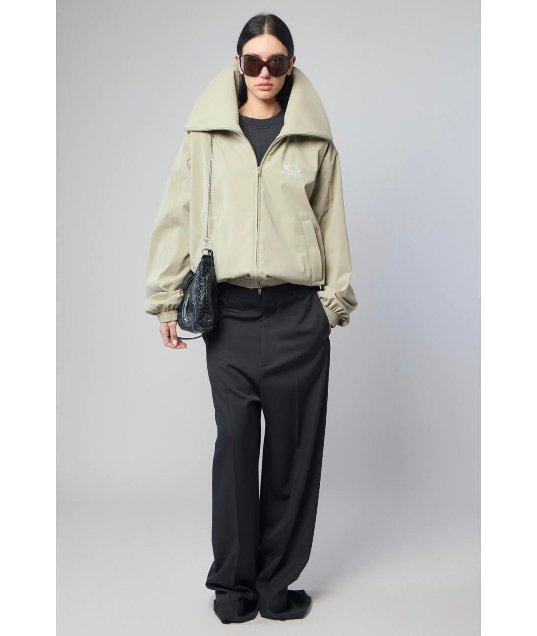 BALENCIAGA Бежевая полиэстеровая куртка, фото 8