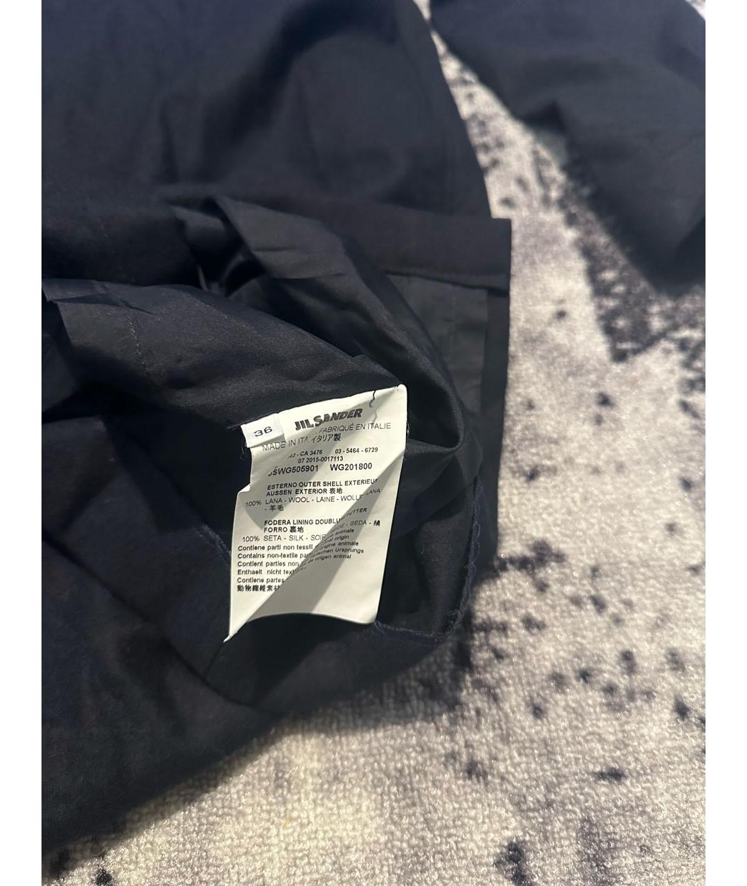 JIL SANDER Темно-синее шерстяное пальто, фото 5