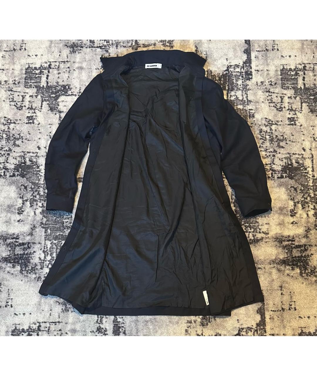 JIL SANDER Темно-синее шерстяное пальто, фото 2