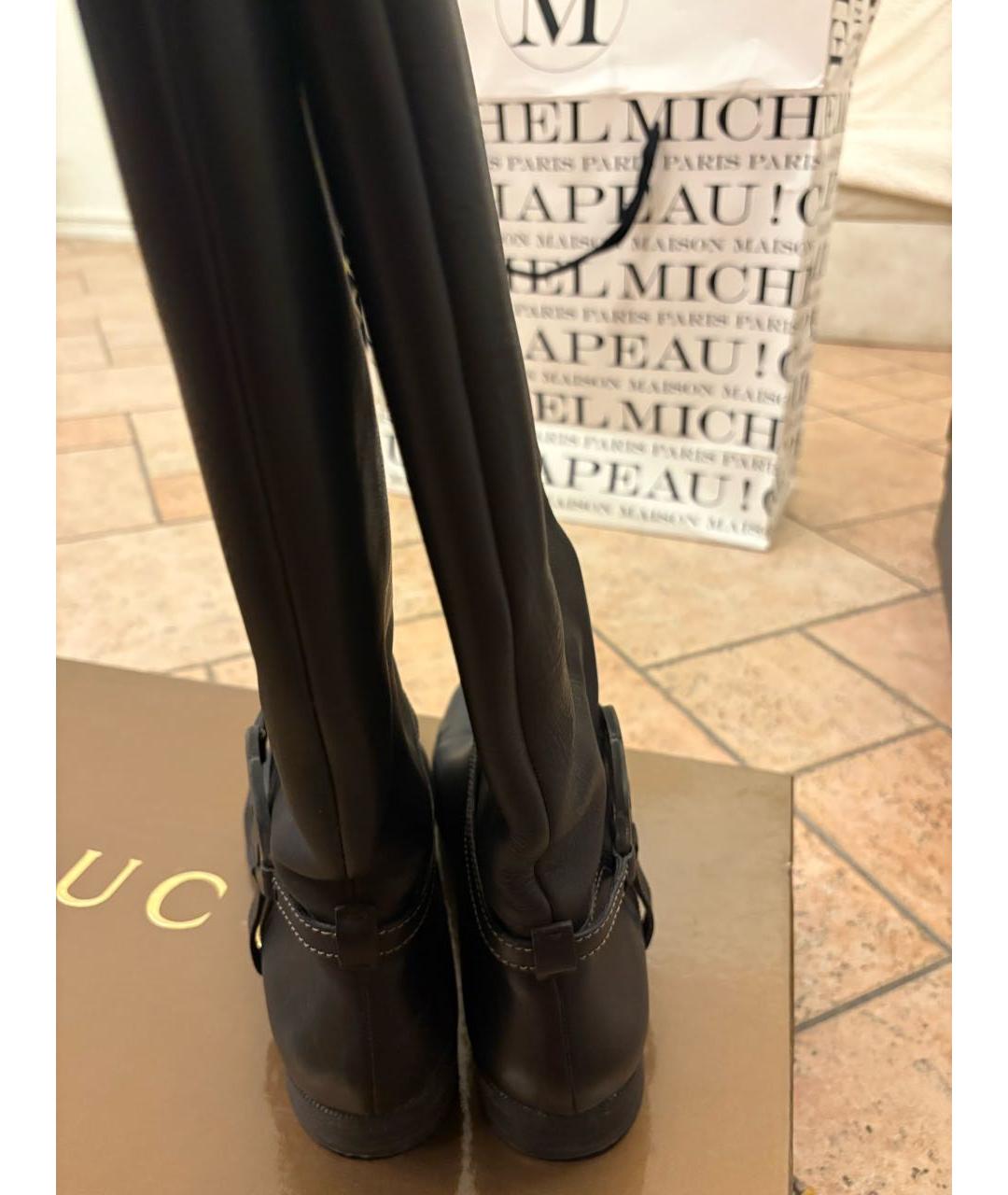 GUCCI Черные кожаные сапоги, фото 2