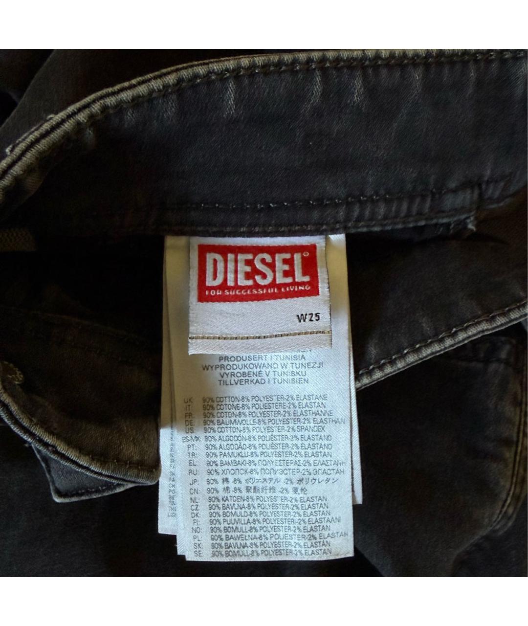 DIESEL Антрацитовые хлопко-эластановые джинсы слим, фото 3