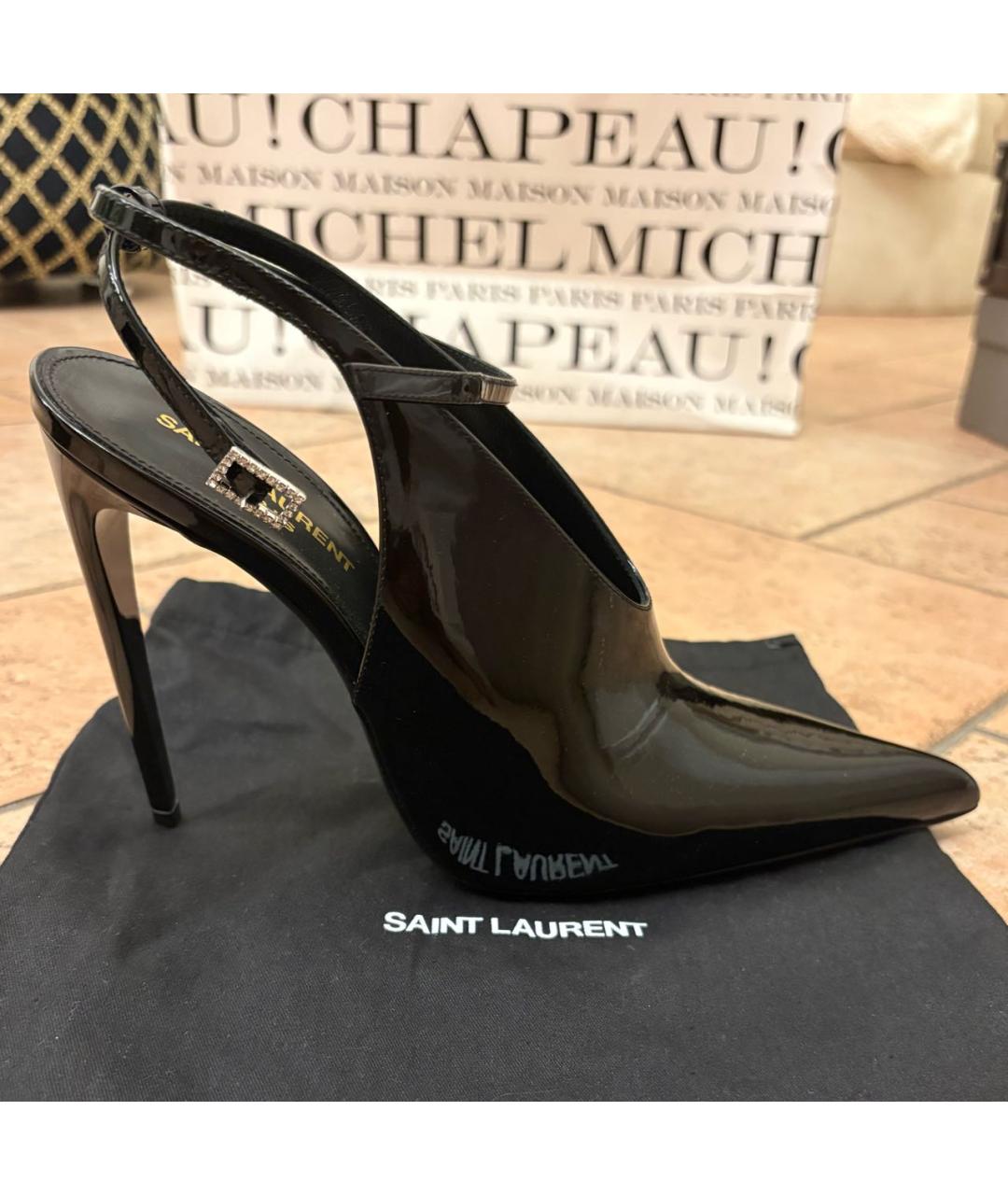 SAINT LAURENT Черные туфли из лакированной кожи, фото 7