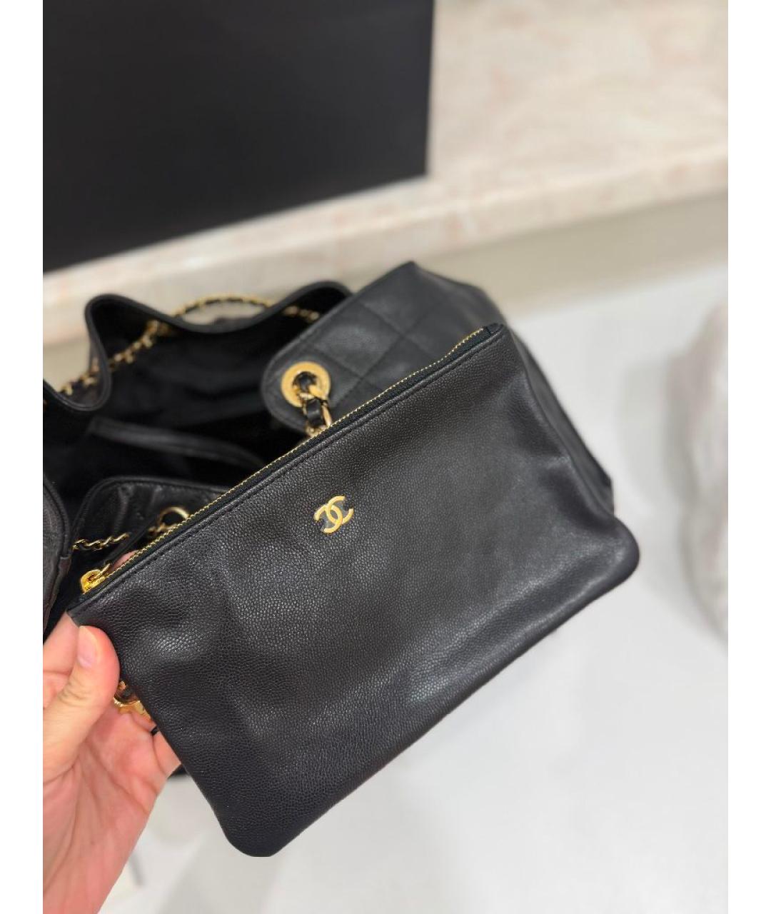 CHANEL Черная кожаная сумка тоут, фото 3