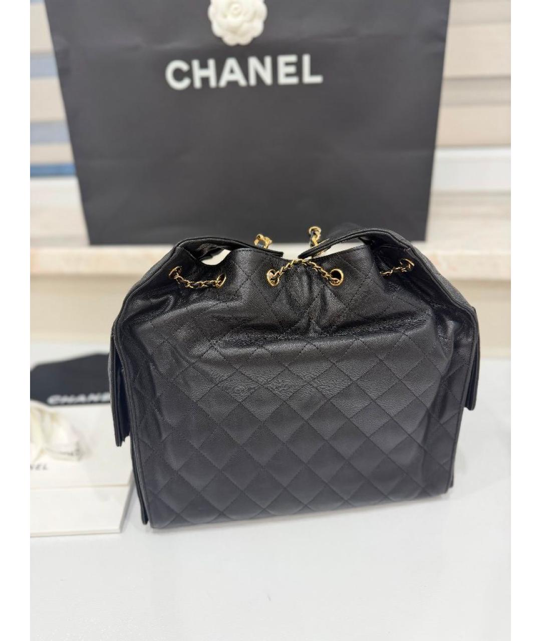 CHANEL Черная кожаная сумка тоут, фото 2