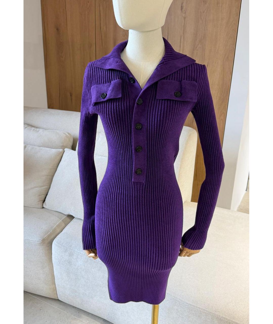 BOTTEGA VENETA Фиолетовое повседневное платье, фото 2