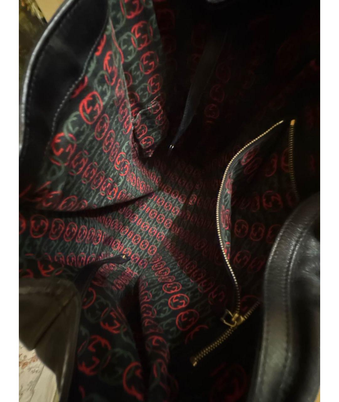 GUCCI Черная кожаная сумка тоут, фото 4