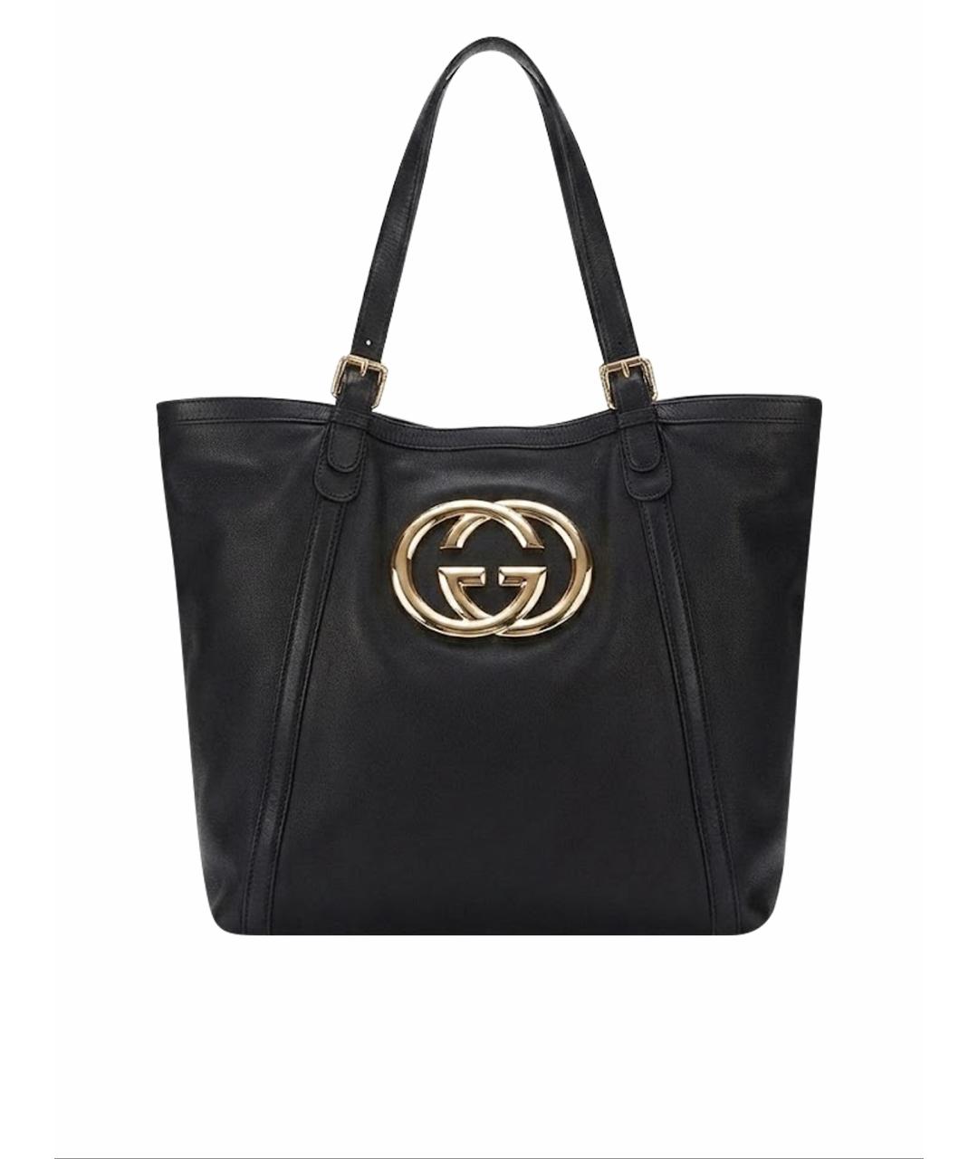 GUCCI Черная кожаная сумка тоут, фото 1