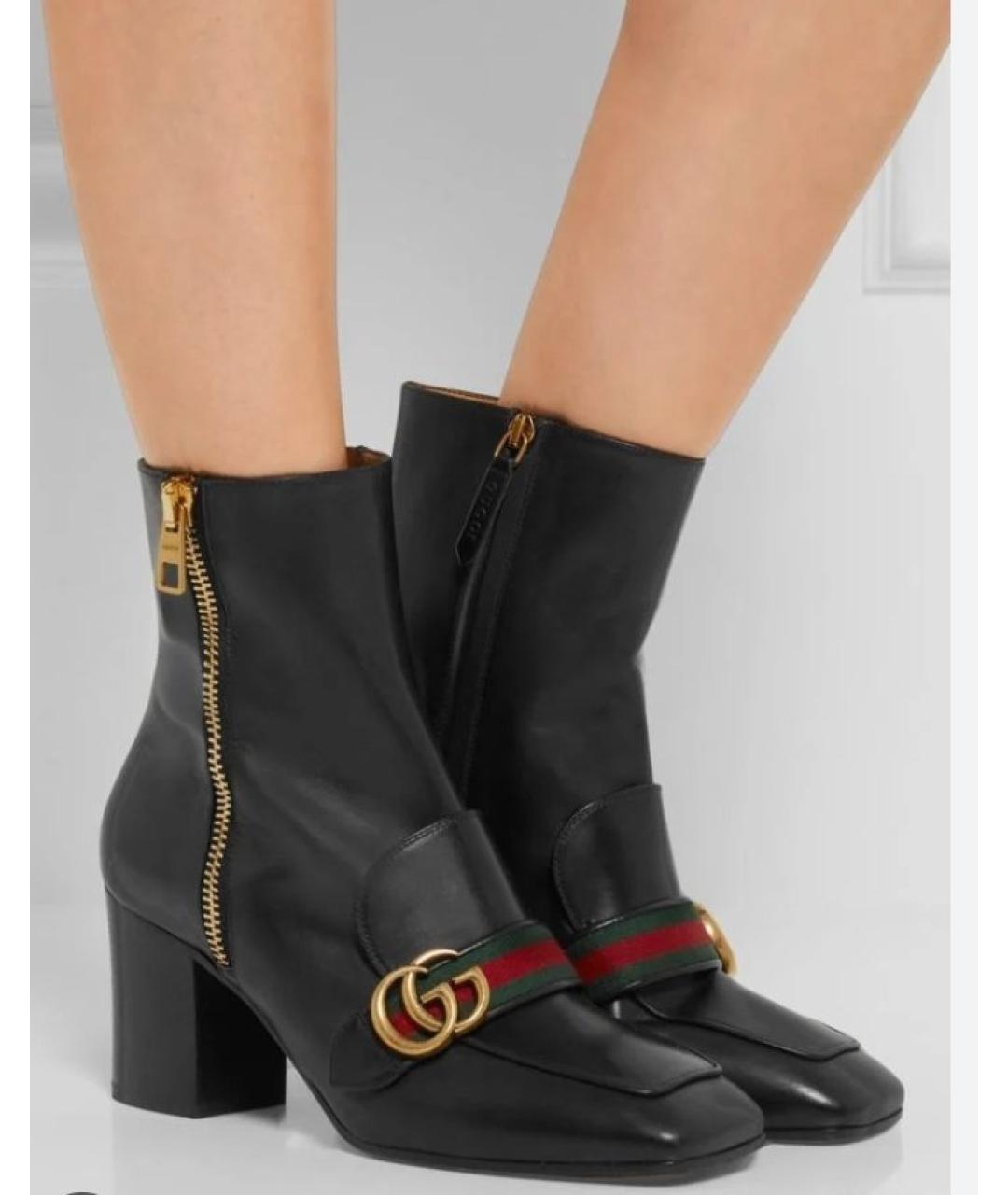 GUCCI Черные кожаные ботильоны, фото 2