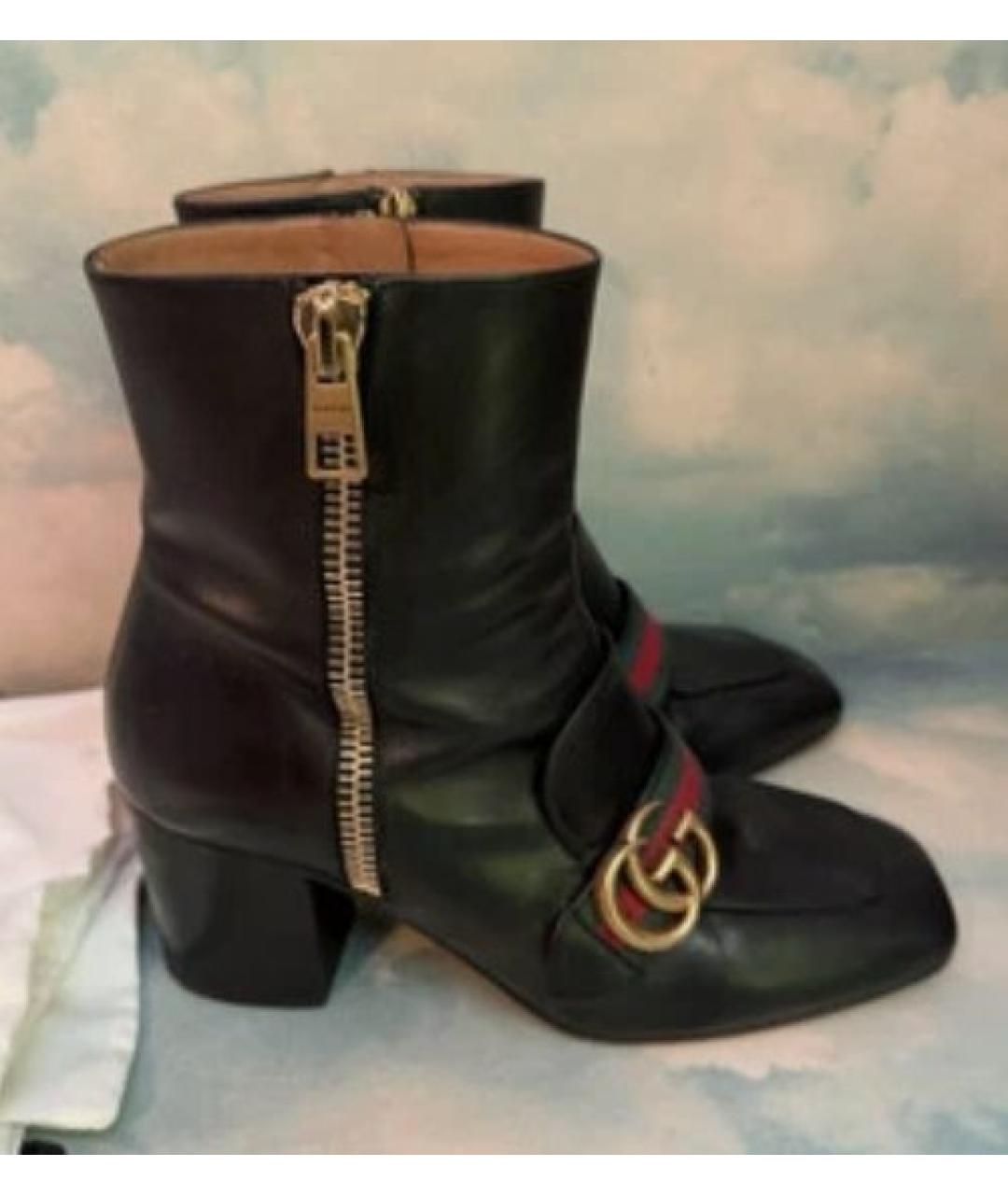 GUCCI Черные кожаные ботильоны, фото 4
