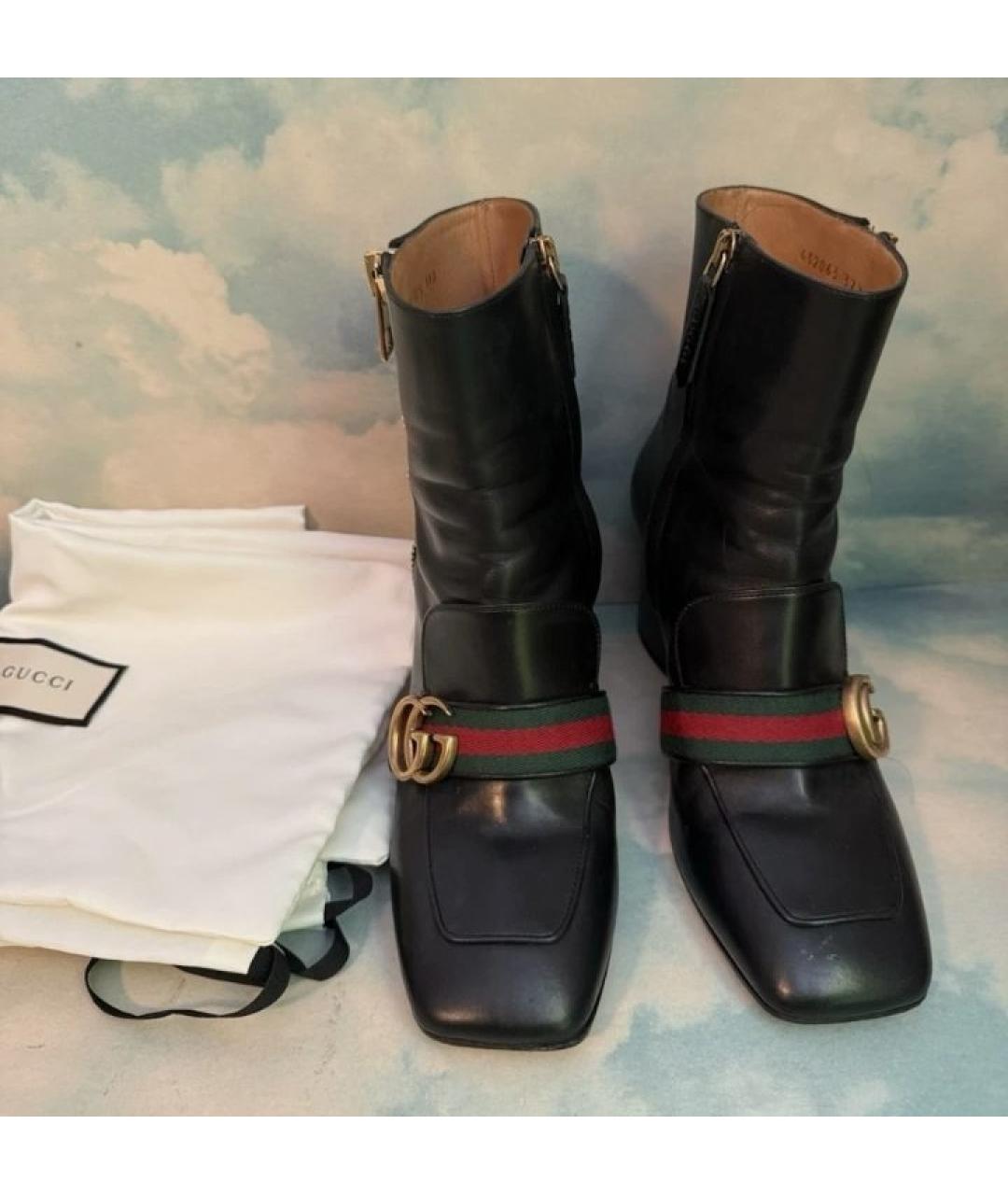 GUCCI Черные кожаные ботильоны, фото 5
