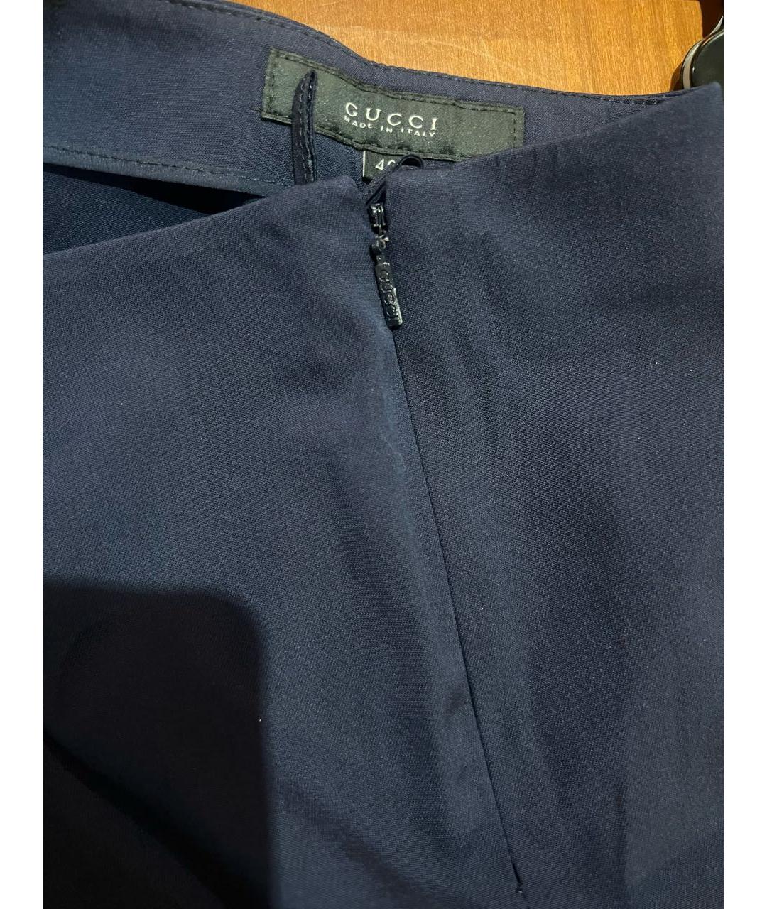 GUCCI Темно-синие шерстяные прямые брюки, фото 4