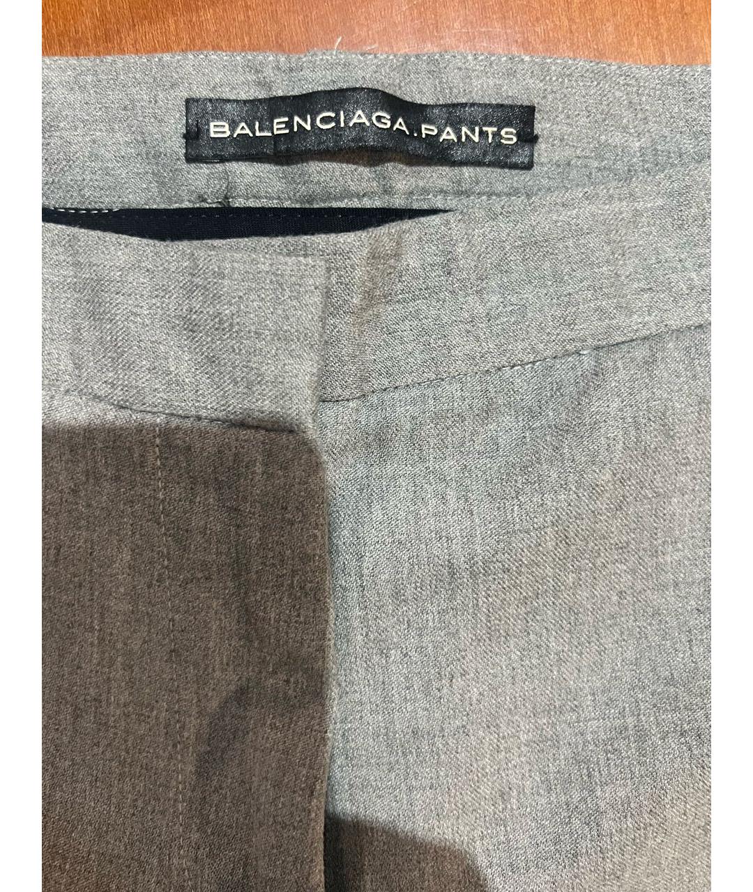 BALENCIAGA Серые полиэстеровые брюки широкие, фото 4