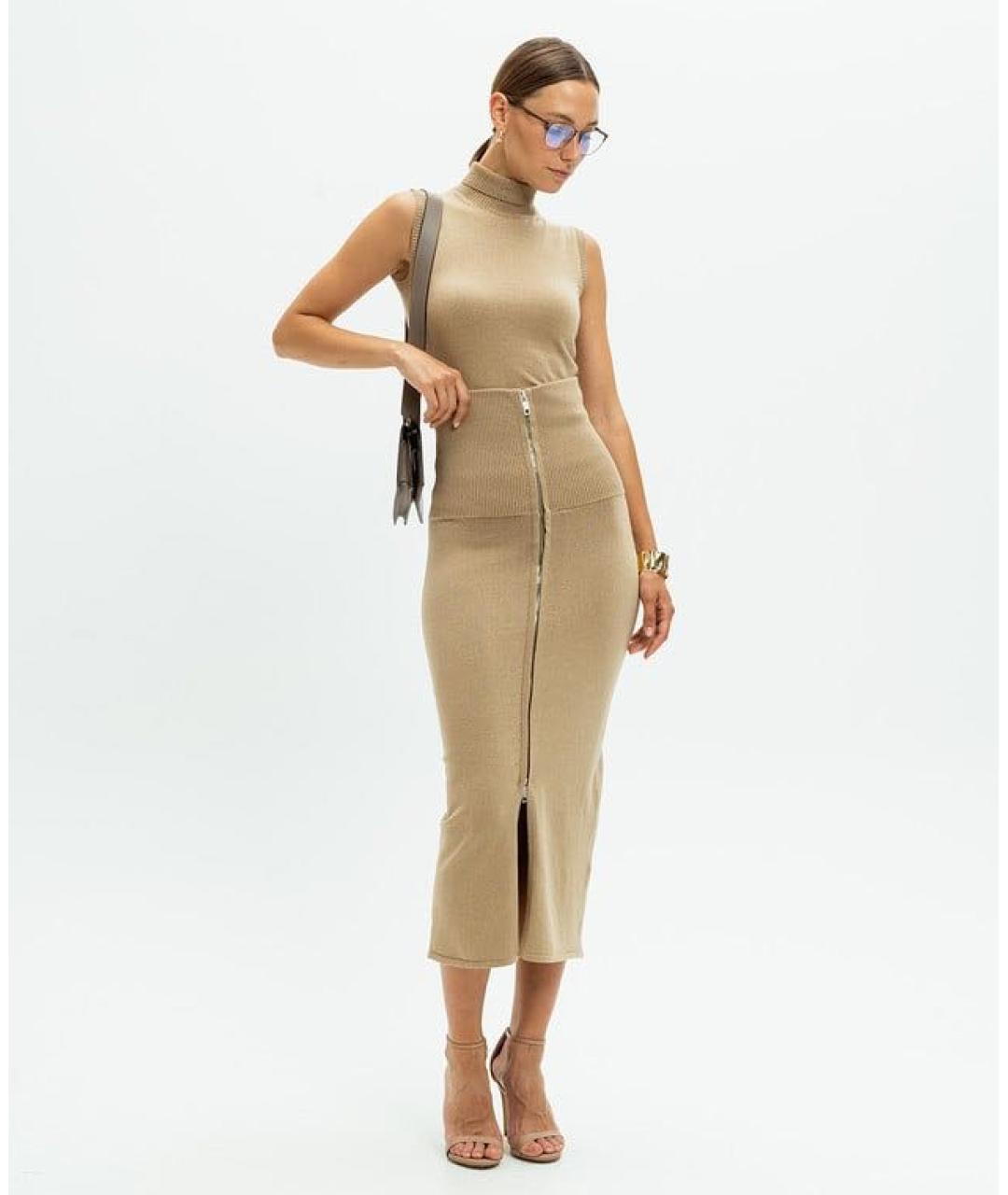 SPORTMAX Бежевая юбка миди, фото 2