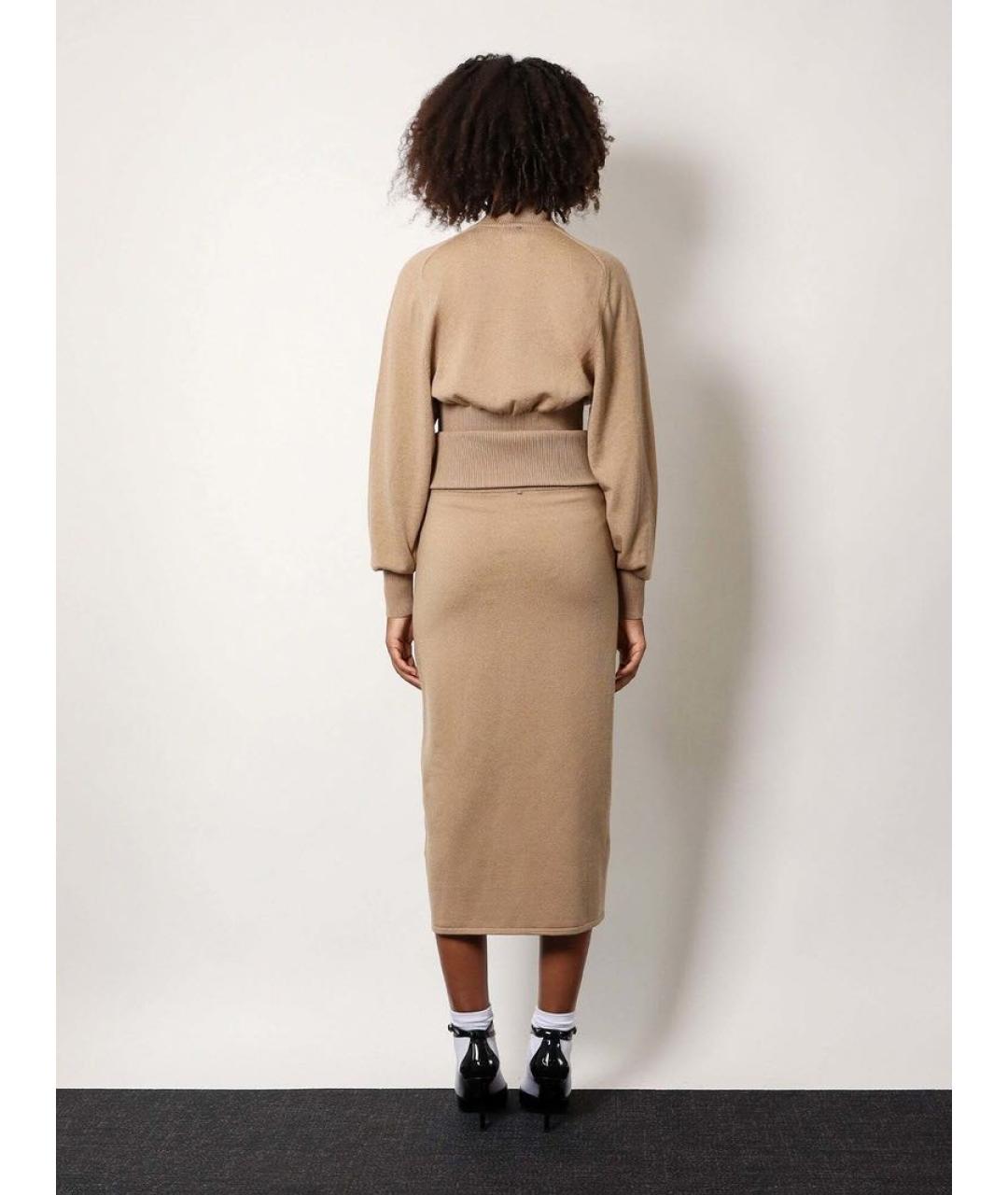 SPORTMAX Бежевая юбка миди, фото 4