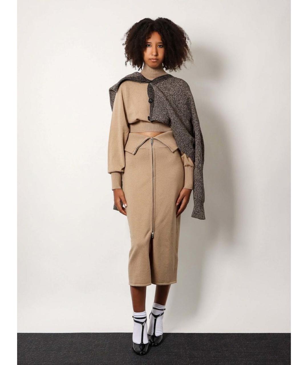 SPORTMAX Бежевая юбка миди, фото 3