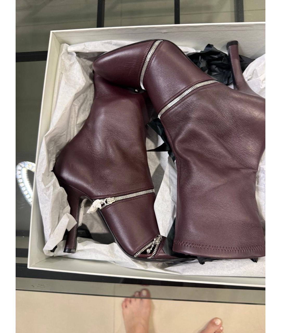 BURBERRY Бордовые кожаные ботильоны, фото 2