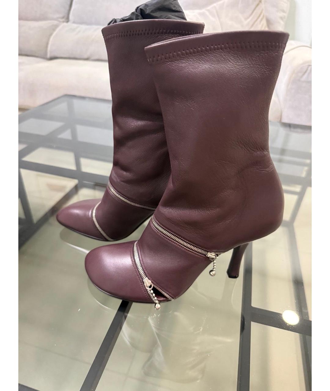 BURBERRY Бордовые кожаные ботильоны, фото 4