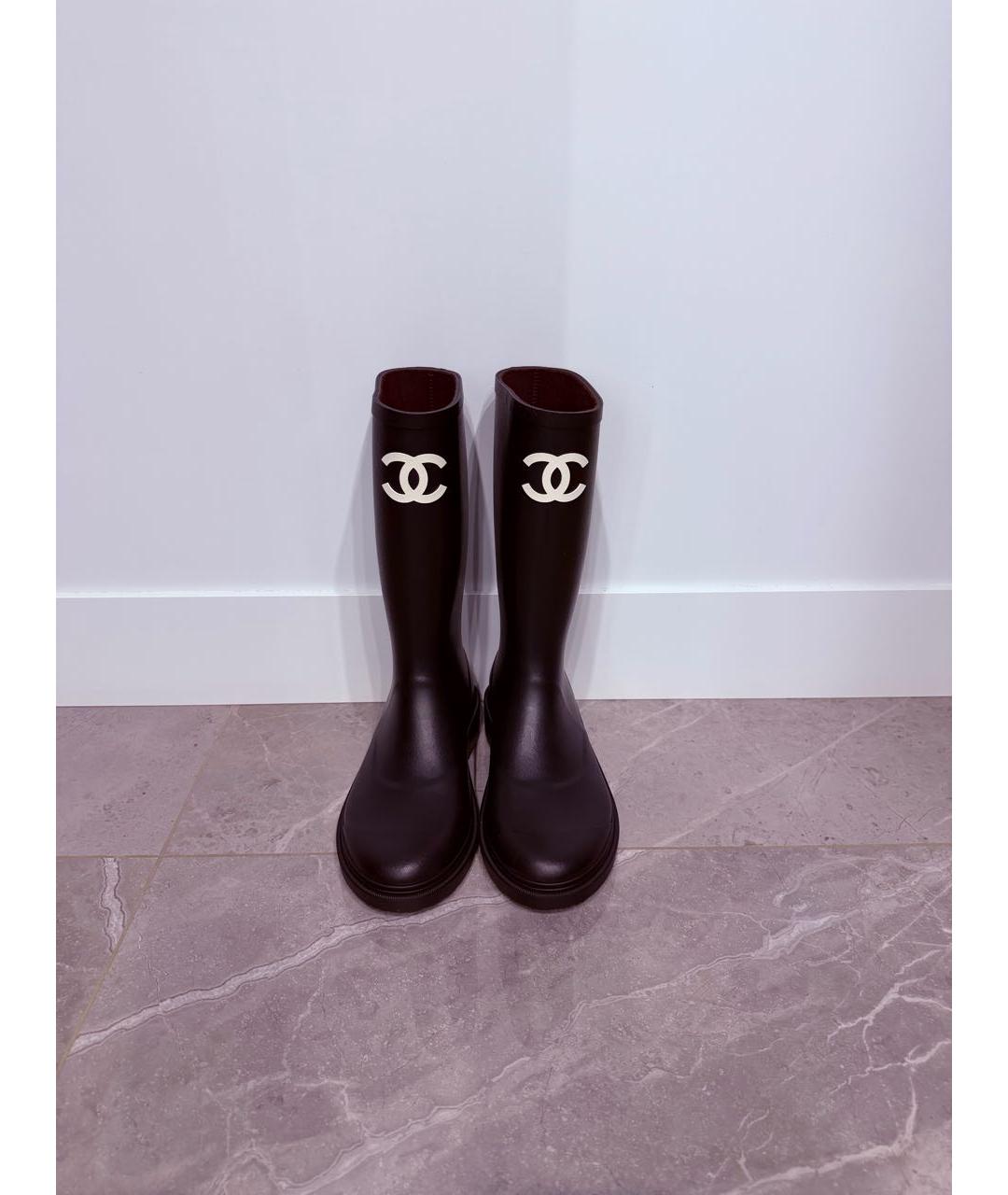 CHANEL Черные резиновые сапоги, фото 2