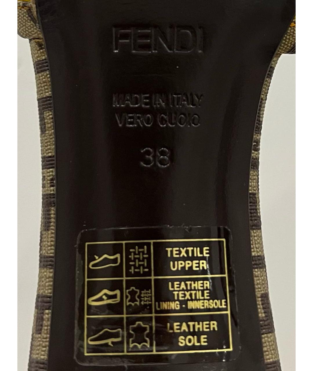 FENDI Коричневые текстильные мюли, фото 7