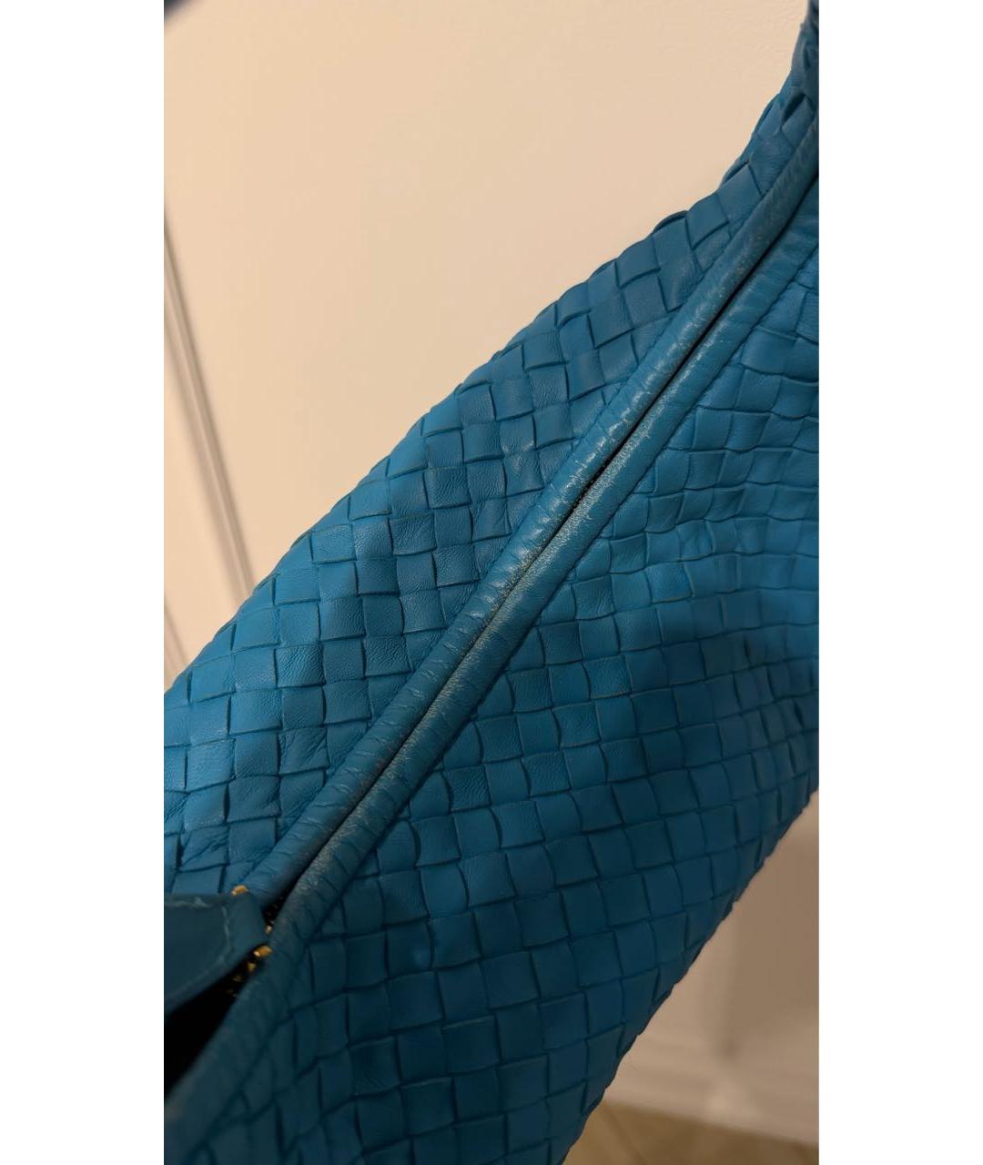BOTTEGA VENETA Синяя кожаная сумка с короткими ручками, фото 5