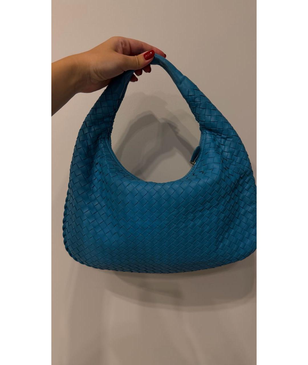 BOTTEGA VENETA Синяя кожаная сумка с короткими ручками, фото 9