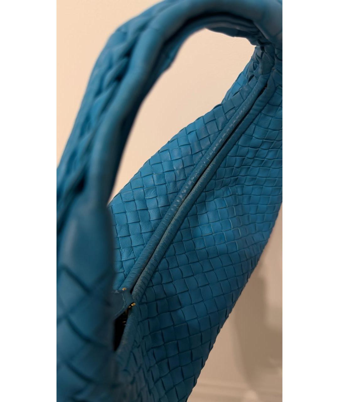 BOTTEGA VENETA Синяя кожаная сумка с короткими ручками, фото 4