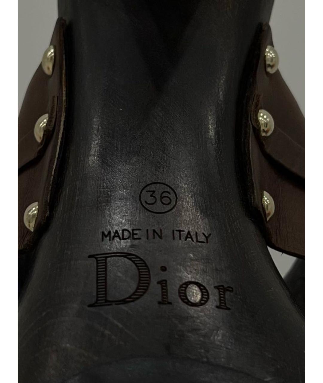 CHRISTIAN DIOR Коричневые кожаные мюли, фото 7