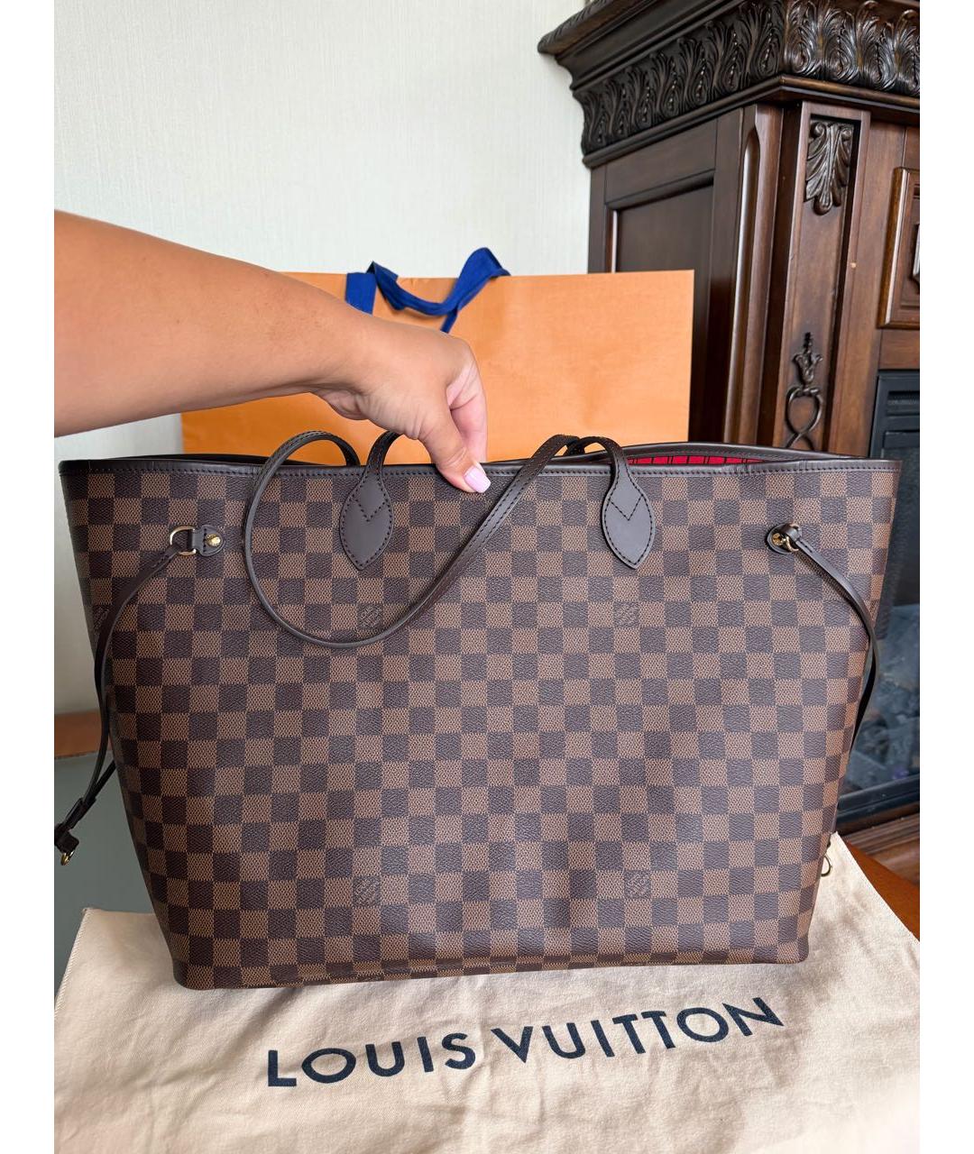 LOUIS VUITTON Коричневая сумка тоут из канвы, фото 4