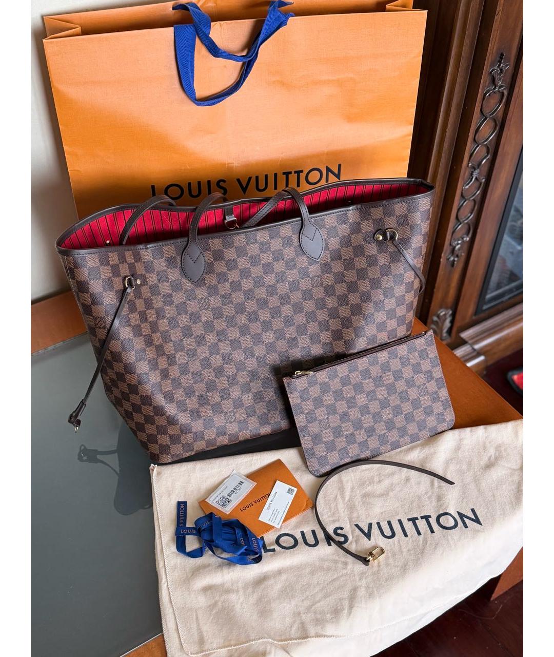 LOUIS VUITTON Коричневая сумка тоут из канвы, фото 2