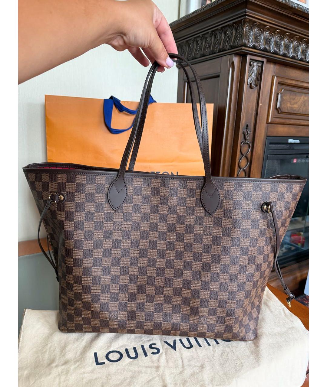 LOUIS VUITTON Коричневая сумка тоут из канвы, фото 6