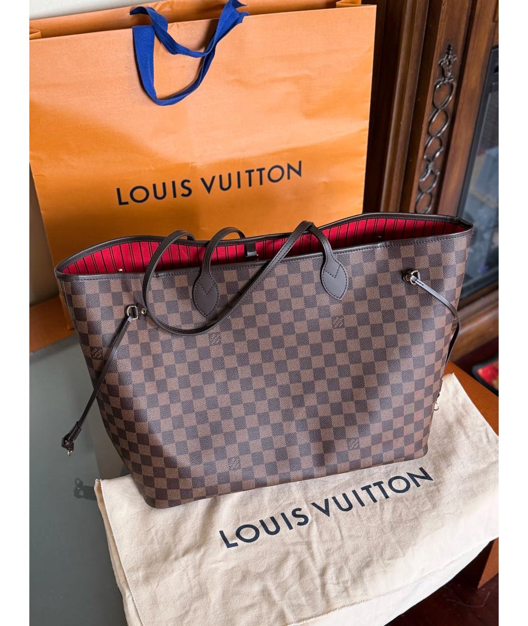 LOUIS VUITTON Коричневая сумка тоут из канвы, фото 3