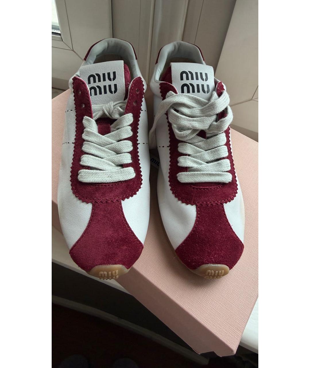 MIU MIU Белые кожаные кеды, фото 4
