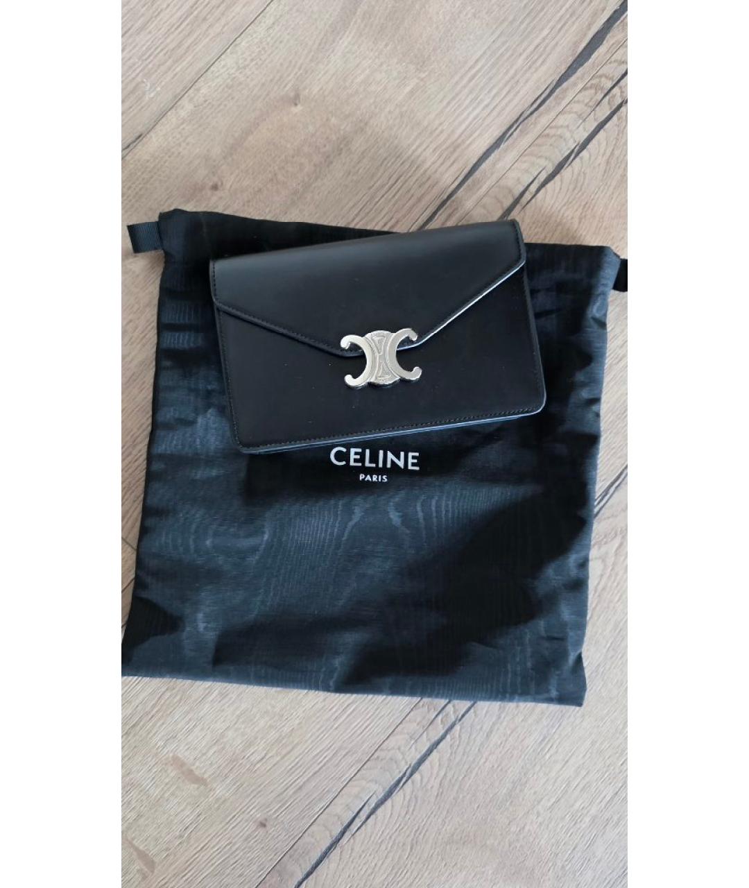 CELINE Черная кожаная сумка через плечо, фото 2