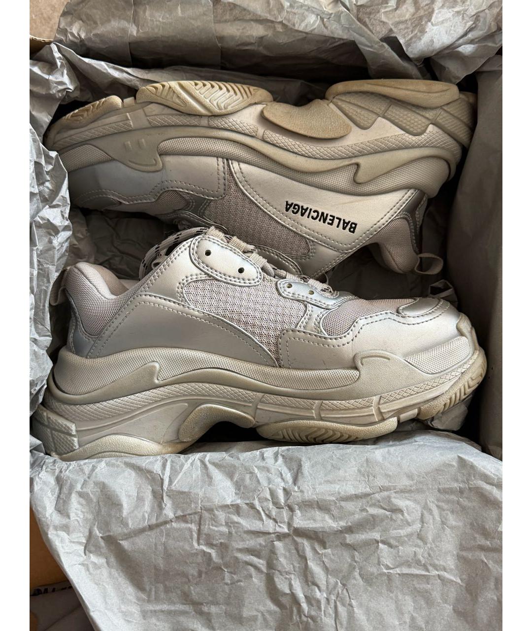 BALENCIAGA Серебряные текстильные кроссовки, фото 8